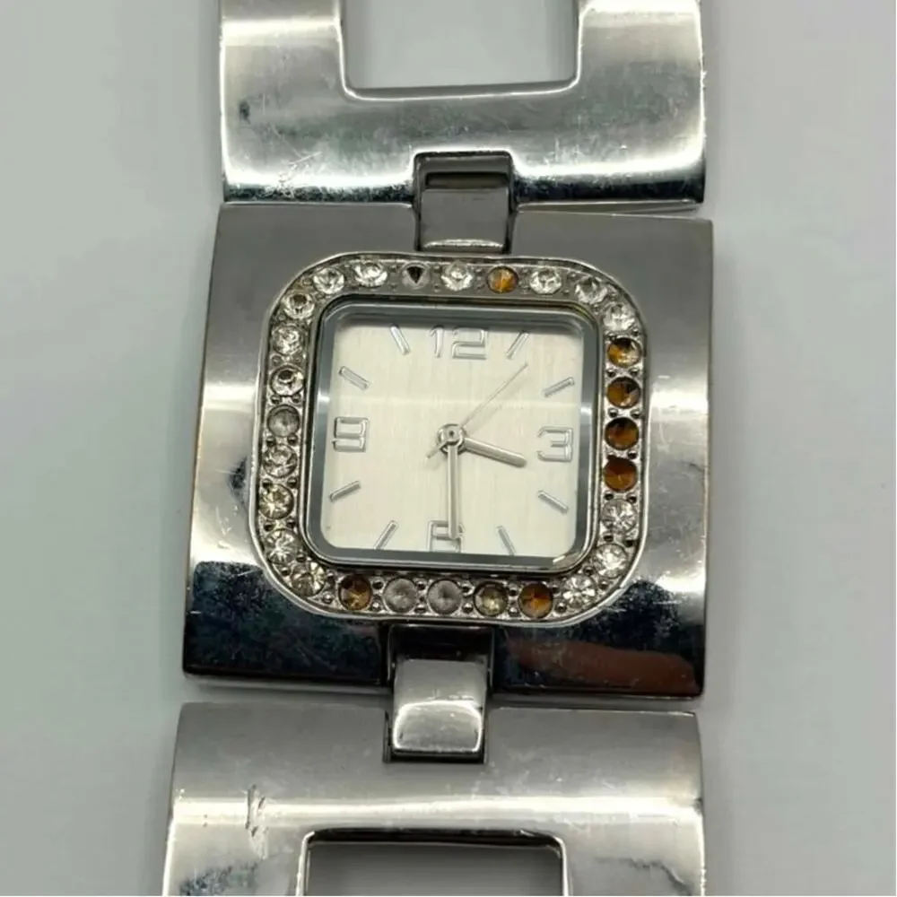 Y2K Silver Crystal Watch